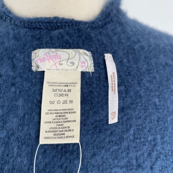 NWT Free People Wren Poncho Cape Blanket Wrap Blue Striped Fringed OSFM - Picture 11 of 12